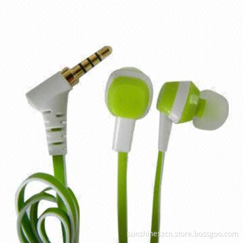 Flat Cable Stereo Earphones with Mic, Perfect Sound, Compatible with 3.5mm Plug-in Devices
